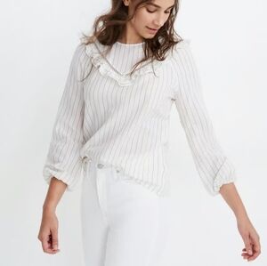 Madewell Ruffle Prairie‎ Blouse XS White NWT